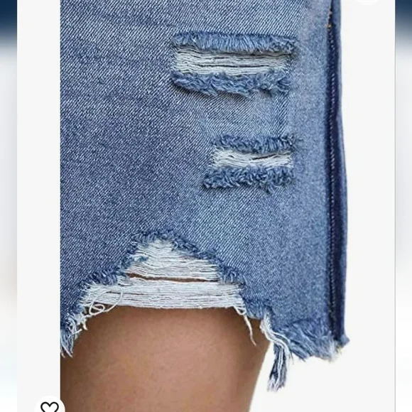 Umgee Distressed Denim Skirt Sz Large - Picture 3 of 6